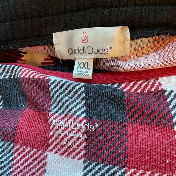 Cuddle Duds 2pc Red Plaid Henley Knit Lounge Suit with Pockets Plus 2XL - Picture 6 of 8